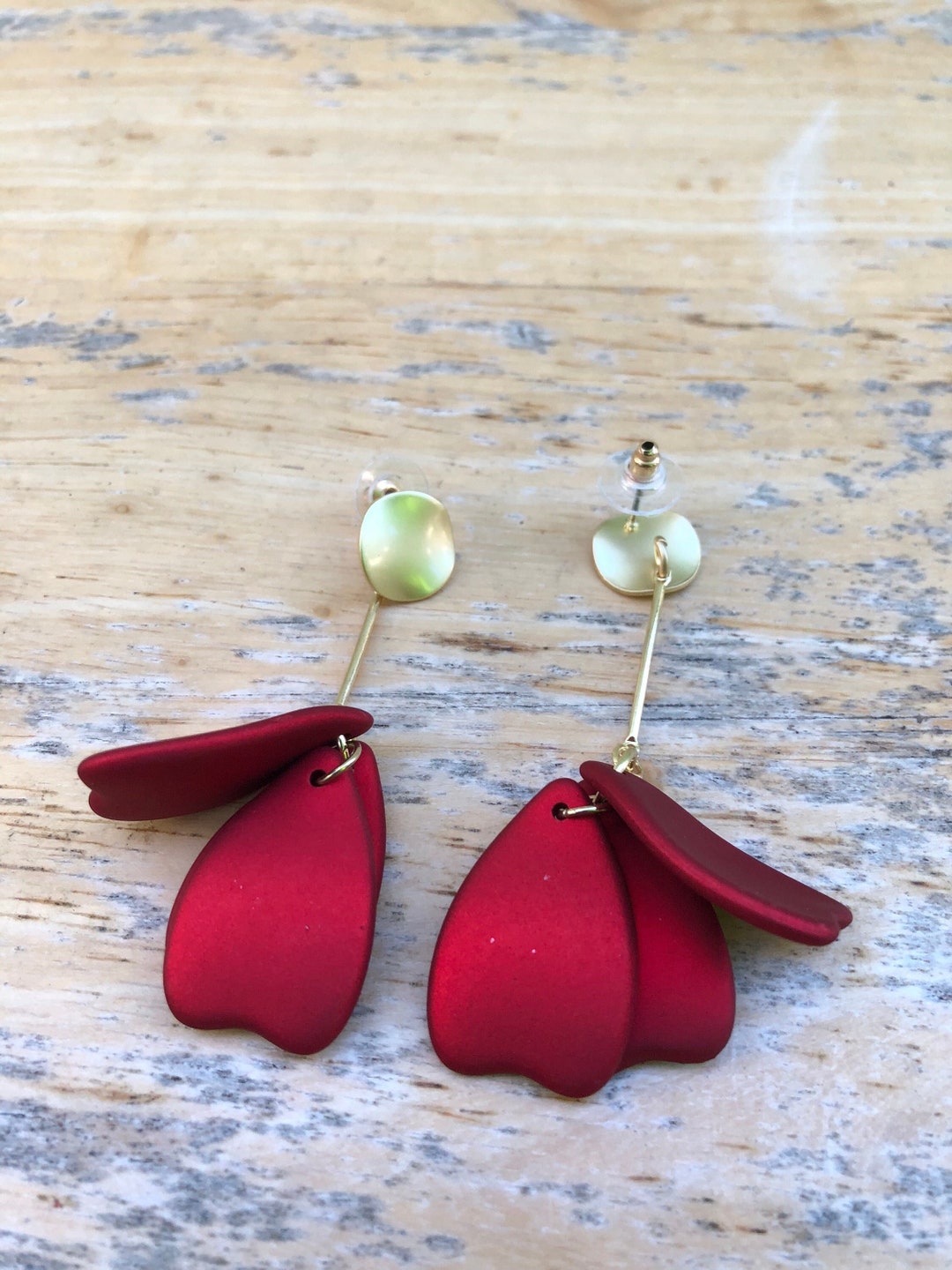 Rose Flower Petal Earrings Dangle Rose Petal Floral Wedding Earrings