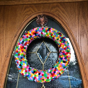 Pom Pom’s Wreath Door Birthday gift Decor Wreath door hanger Glass door wreath READY TO SHIP