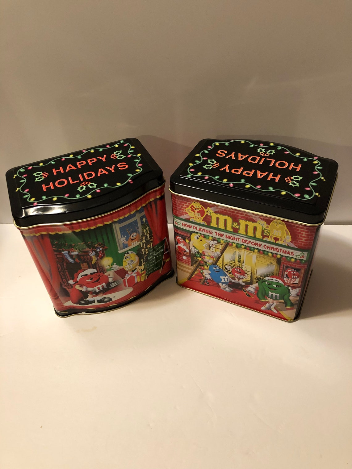 Vintage 1998 M&M Tin Can Canisters Set of 2 Collectible Etsy