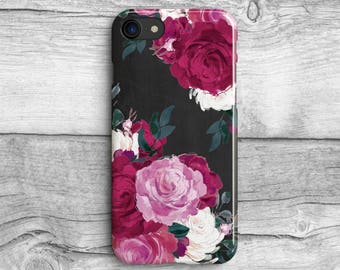 Rose coque de portable, assez florale, coque pour iPhone 6 7 8 pour filles, Galaxy S6 S8, fleurs romantiques à l'aquarelle, tableau tableau, coque de téléphone fleurs