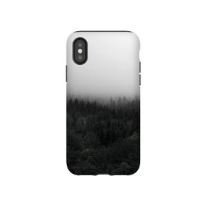 Custodia per iPhone X, Custodia per telefono LG V30 Forest, Pine Tree Fog, Samsung Galaxy S6 S7 S8, Google Pixel Nature Lover, Avventura all'aria aperta Escursionismo Campeggio