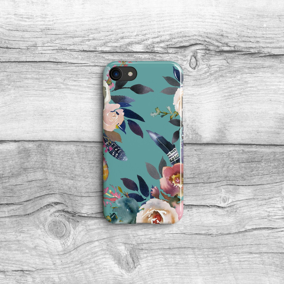 Teal Phone Case Pretty Floral Pattern Girly Iphone X Case Etsy