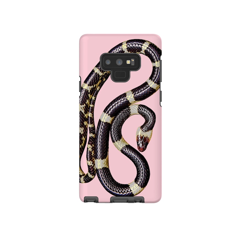 Custodia per telefono a forma di serpente: serpente dorato, custodia rosa cipria per iPhone, Samsung Galaxy immagine 4