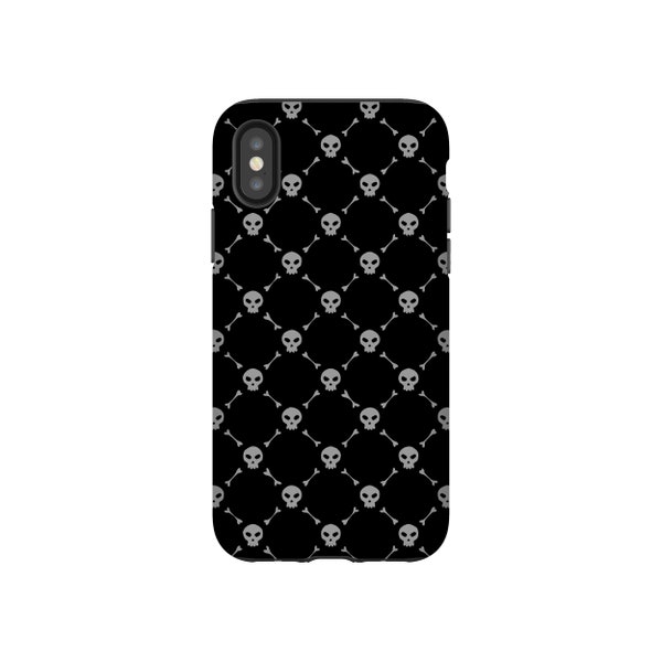 Skull Phone Case, iPhone 7 8 X XR 11, Samsung Galaxy S8 S9 S10, LG V30 G6 G7, Google Pixel, Halloween Goth Case, Skeleton Black Phone Case