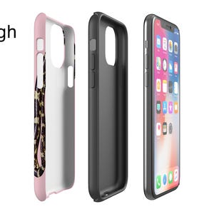 Custodia per telefono a forma di serpente: serpente dorato, custodia rosa cipria per iPhone, Samsung Galaxy immagine 3