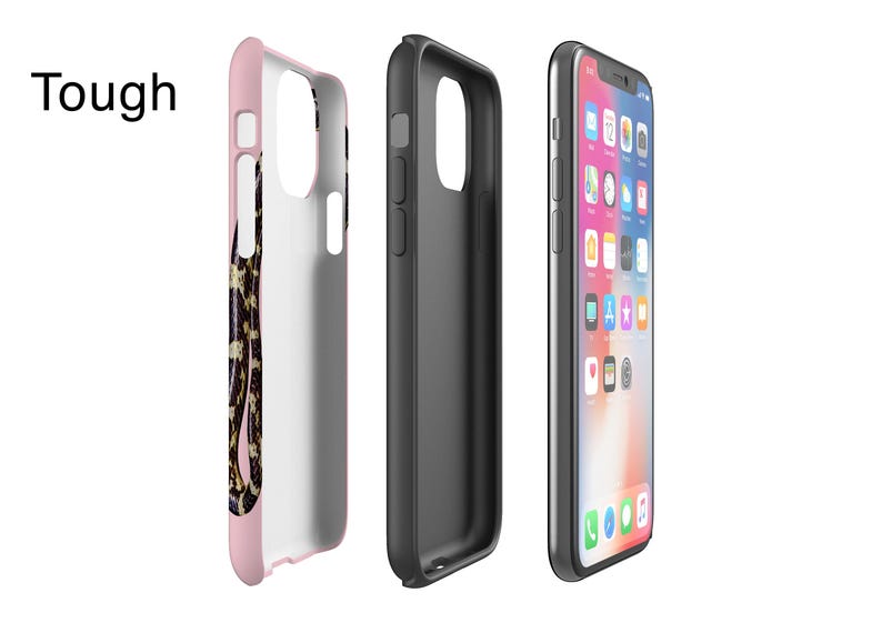 Custodia per telefono a forma di serpente: serpente dorato, custodia rosa cipria per iPhone, Samsung Galaxy immagine 3