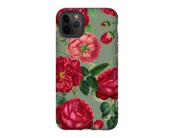 Vintage Red Roses Phone Case for iPhone, Samsung Galaxy