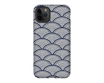 Japanese Wave Phone Case: Seigaiha Navy Blue for iPhone, Samsung Galaxy