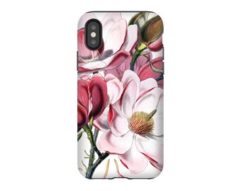 Vintage Pink Magnolia Phone Case: Southern Botanical Design