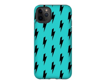 Étui pour téléphone Lightning Bolt, bleu pour iPhone 6 7 8 X, Galaxy S5 S6 S7 S8 Plus, coque de téléphone bleu sarcelle, orage, noir et bleu sarcelle, motif mod