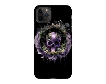 Telefoonhoesje paars schedel: Goth-waterverfontwerp