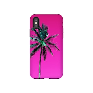 Palm Tree Phone Case, Hot Pink Tropical Summer iPhone, Samsung Galaxy, LG, Google Pixel