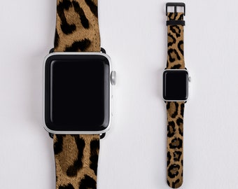 Leopard Print Apple Watch Band: Vegan Leather, Animal Print Strap