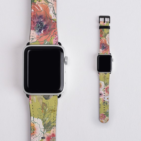 Floral Apple Watch Band: Spring Green Botanical Vegan  display picture 1