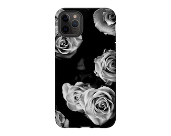 White Rose Phone Case: Dark Floral Design, Tough Case for iPhone, Samsung Galaxy