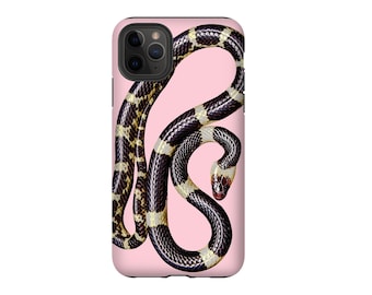 Snake Phone Case: Golden Serpent, Blush Pink Case for iPhone, Samsung Galaxy