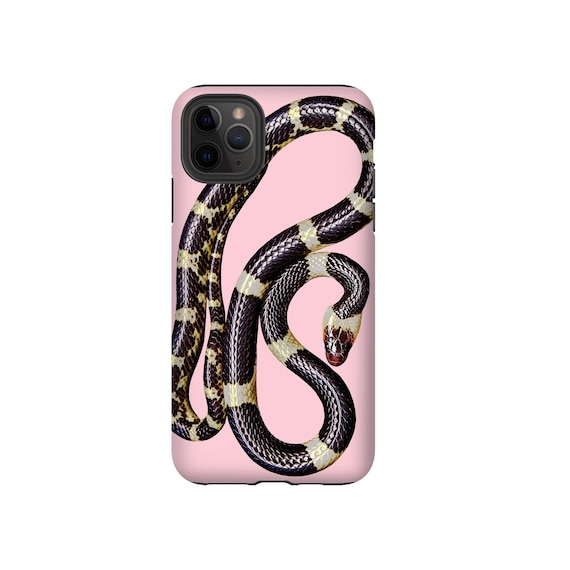Snake Phone Case: Golden Serpent, Blush Pink Case for iPhone, Samsung Galaxy