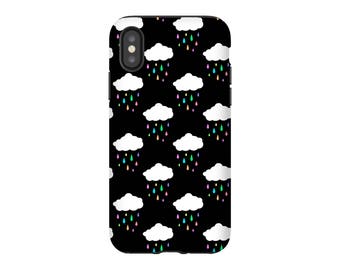Rainbow Rain Clouds Phone Case, Pastel iPhone 6 7 8 X, Pastel Goth, Samsung Galaxy S8 Plus, Kawaii Cloud, Rain Drops, Cute Gift for Her