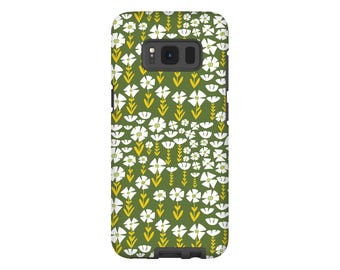 Retro Floral Phone Case: Green Flower Case for iPhone, Samsung