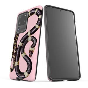 Custodia per telefono a forma di serpente: serpente dorato, custodia rosa cipria per iPhone, Samsung Galaxy immagine 5