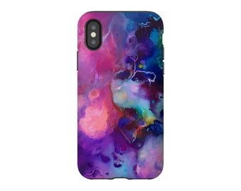 Abstract Marble Phone Case: Oil Paint Swirl Design