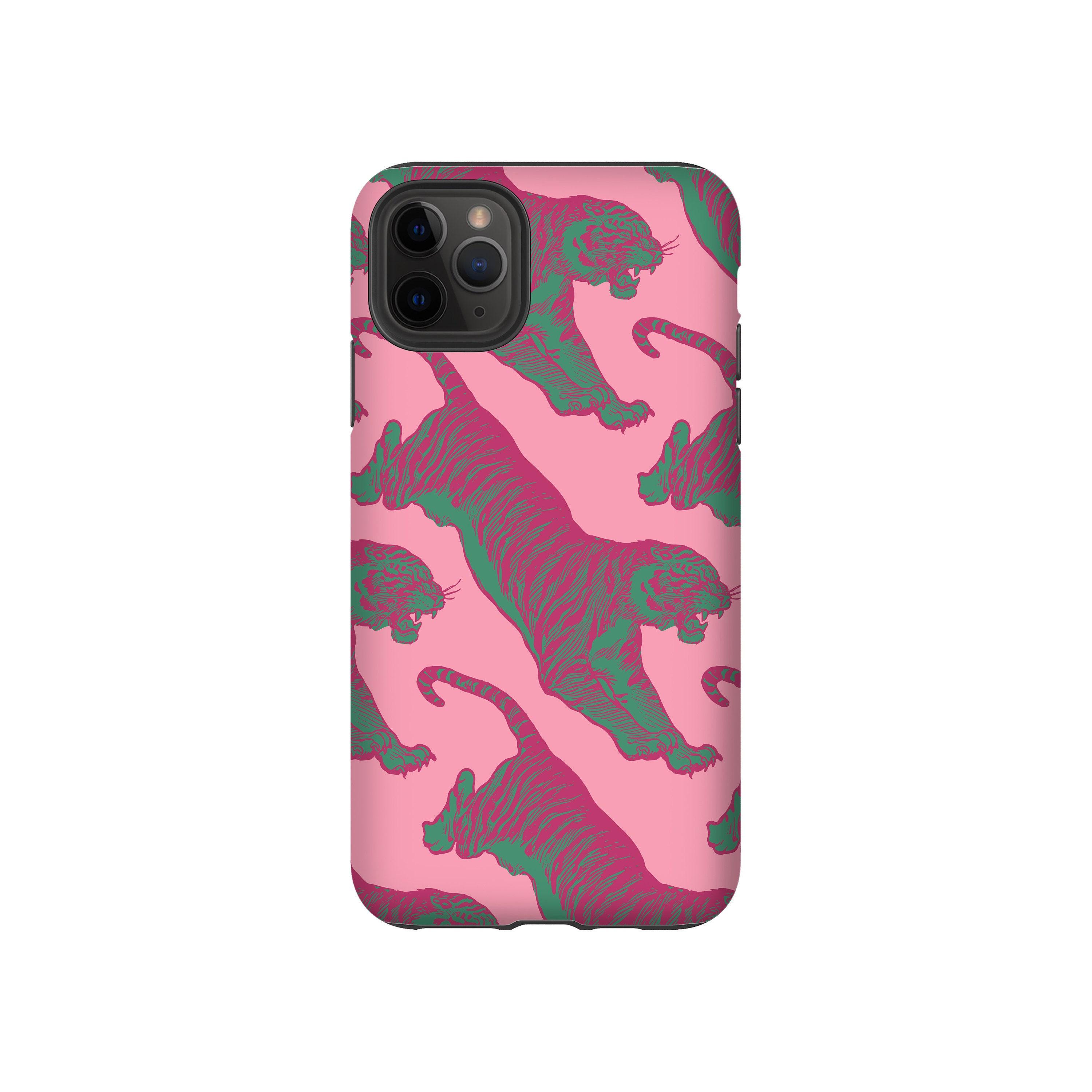 Pink Tiger Phone Case: Retro 80s Pop Art Design