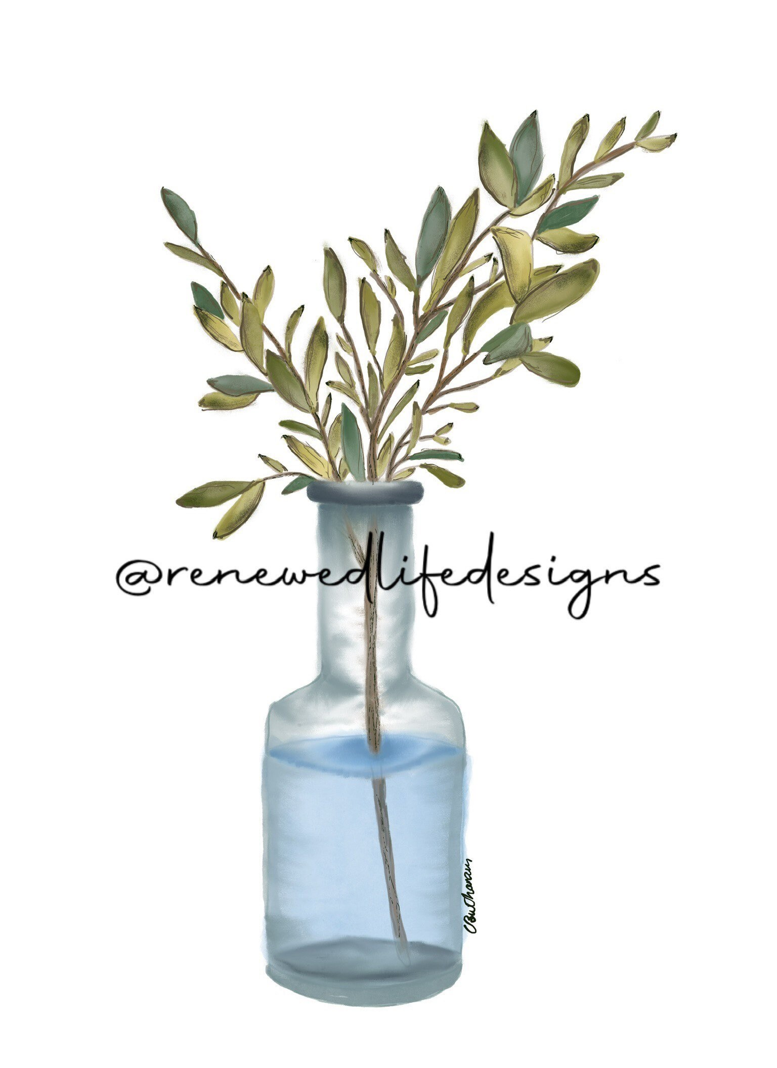 Eucalyptus Branch in Vase Watercolour Print Download Home Etsy Ireland