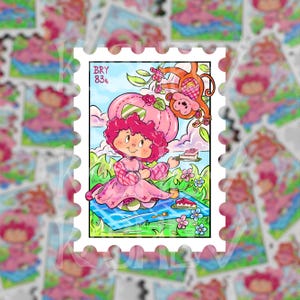 Raspberry Girl Stamp Sticker