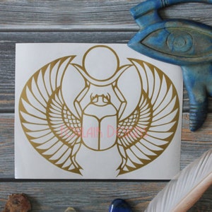 Winged Scarab Beetle Vinyl Decal Bumper Sticker Ancient Egyptian Khepri Insect Egypt Sun Metaphysical Pagan Spiritual Egyptology History