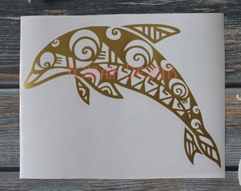 Dolphin vinyl car decal tribal tattoo Filipino ocean sea sealife bumper sticker Philippines Virginia Beach 757 porpoise coast coastal whale