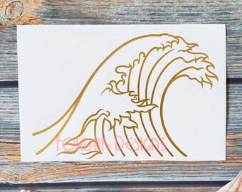 Wave Vinyl Car Decal Great Wave Hokusai Surfing Surfs Up 808 Hawaii Japan Ocean Sea Beach Coastal Hang Ten Pipeline Mermaid OBX Virginia
