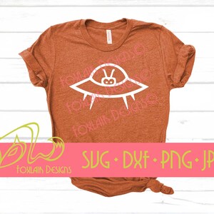 Alien UFO SVG DXF Cut File Download Flying Saucer Unidentified Flying Object Outer Space Invasion Ancient Aliens Spacecraft Planet