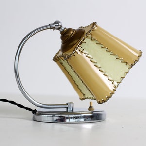 Exceptional bohemian bedside lamp with rare shade - vintage, restored.