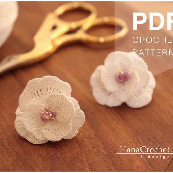 white flower earrings crochet tutorial PDF pattern - crochet how to - DIY earrings tutorial - how to make micro crocheting earrings