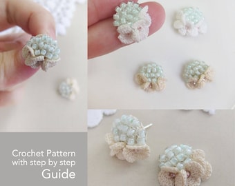 Crochet flower pattern, Crochet applique flowers, Crochet applique pattern, PDF Crochet pattern UK terms, Crochet pattern wedding earrings
