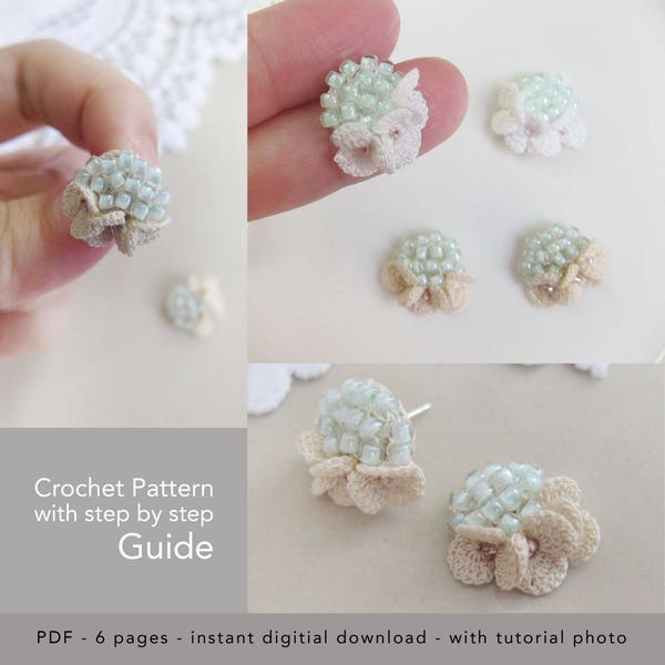 Crochet Flower Earring Pattern, UK Terms (PDF Download)