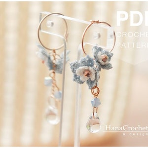forget me not flower crochet pattern and tutorial - DIY wedding jewelry tutorial - PDF and how to - something blue - wedding jewelry