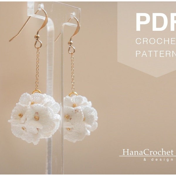 bridal white flower dangle earrings - crochet flower earrings pattern - bridesmaid gift - wedding jewelry - PDF crochet flower pattern