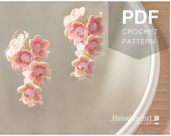 Pink Flower Crochet Earrings Pattern – Micro Crochet Jewelry (PDF Pattern)