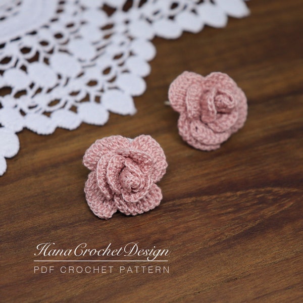 rose crochet pattern earrings tutorial - pdf crochet pattern with step by step photo tutorial - flower crochet pattern - wedding jewelry