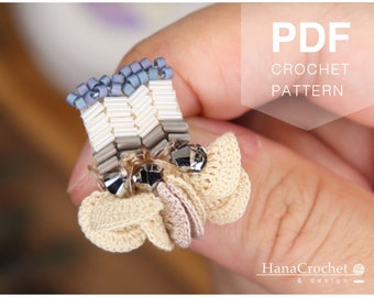 beaded herringbone crochet earrings PDF tutorial - crochet pattern tutorial - how to make crochet jewelry step by step guide