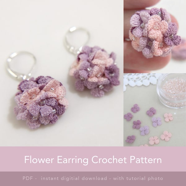 Flower Crochet Earrings Pattern – Miniature Floral Jewelry (PDF Download)
