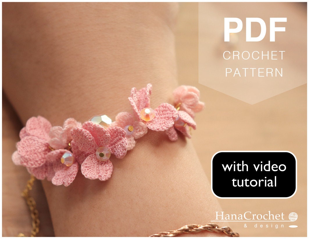Micro Crochet Flower Bracelet, Crochet Bracelet