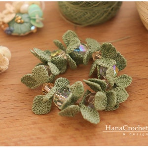 crochet wreath PDF tutorial pattern with crochet diagram- miniature crochet christmas wreath - micro crochet leaves image 5
