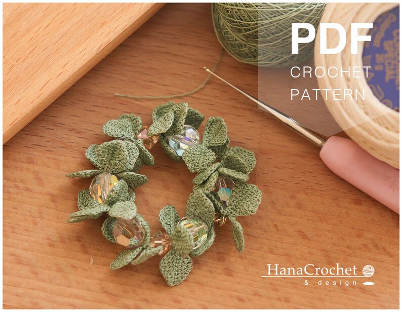 crochet wreath PDF tutorial pattern with crochet diagram- miniature crochet christmas wreath - micro crochet leaves image 10
