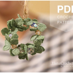 crochet wreath PDF tutorial pattern with crochet diagram- miniature crochet christmas wreath - micro crochet leaves image 6