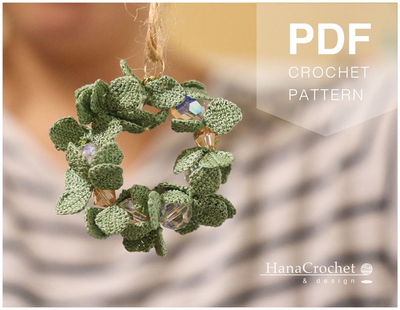 crochet wreath PDF tutorial pattern with crochet diagram- miniature crochet christmas wreath - micro crochet leaves image 6