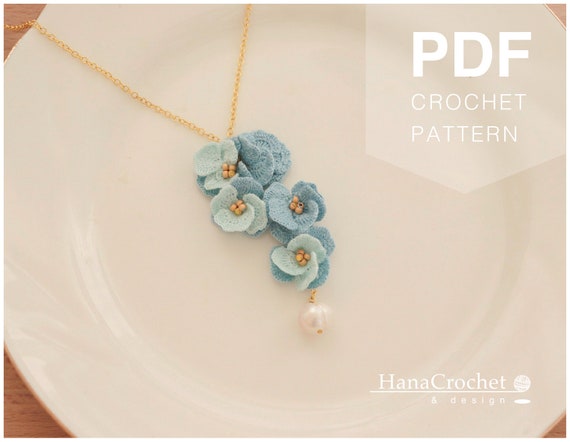 crochet miniature flower pendant - lace crochet necklace - bridesmaid gift - bridal jewelry - micro crochet flower pdf tutorial diagram