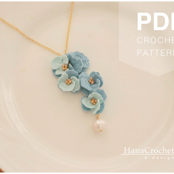 crochet miniature flower pendant - lace crochet necklace - bridesmaid gift - bridal jewelry - micro crochet flower pdf tutorial diagram