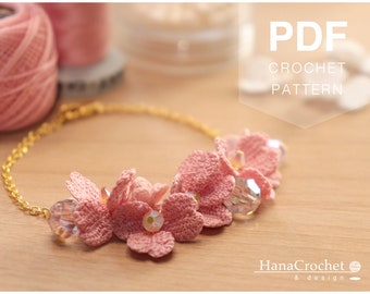 micro crochet flower bracelet tutorial - flower bracelet crochet pattern - how to micro crochet - miniature flower - crochet jewelry